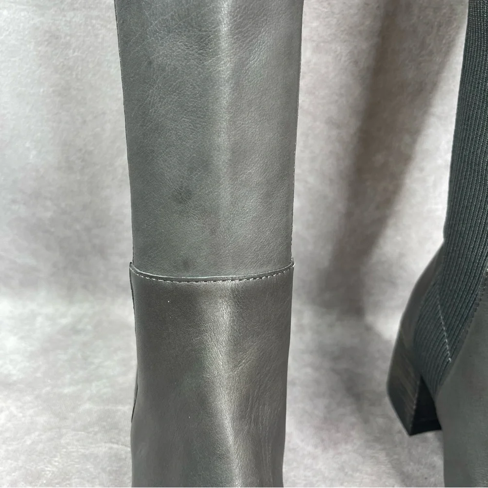 Eileen Fisher Destry Leather Knee Boots‎ In Graphite Gray Women's Size 5